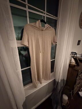 Calvin Klein Beige Hooded Short-Sleeve Dress
